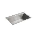 KOHLER Stainless Steel 33 x 22 in. Stainless Steel Single Bowl Dual Mount Kitchen Sink with Sound Dampening 