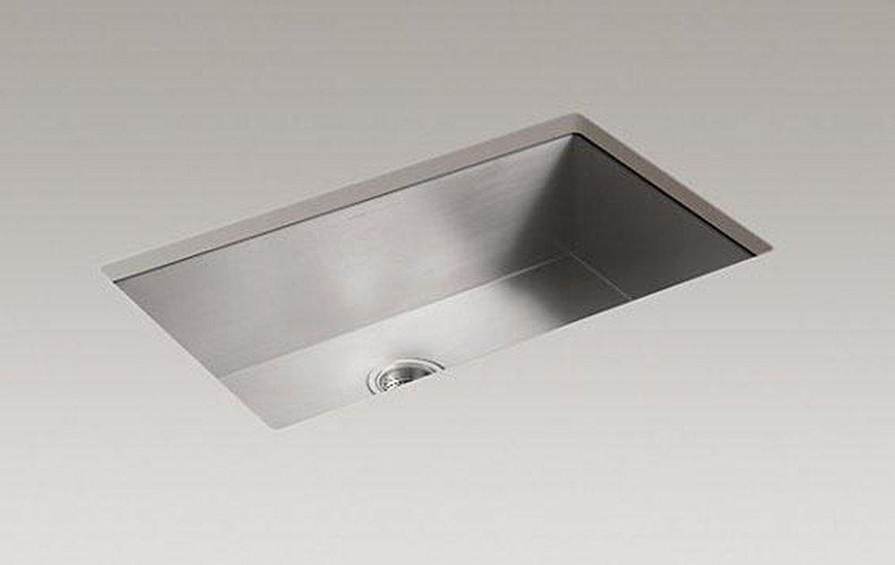 KOHLER Stainless Steel 33 x 22 in. Stainless Steel Single Bowl Dual Mount Kitchen Sink with Sound Dampening 