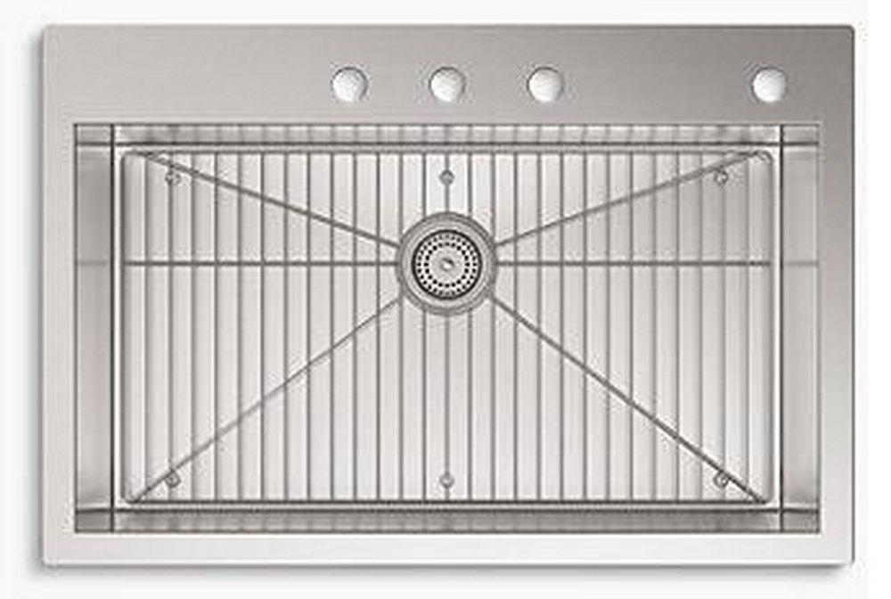 KOHLER Stainless Steel 33 x 22 in. Stainless Steel Single Bowl Dual Mount Kitchen Sink with Sound Dampening 