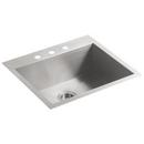 KOHLER Stainless Steel 25 x 22 in. No Hole Stainless Steel Single Bowl Dual Mount Kitchen Sink 