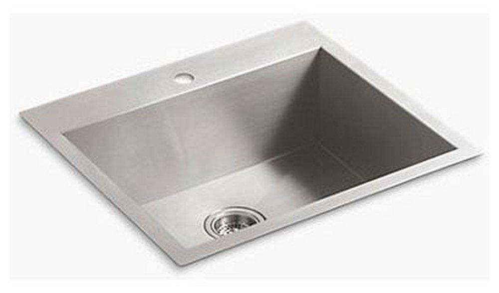 KOHLER Stainless Steel 25 x 22 in. No Hole Stainless Steel Single Bowl Dual Mount Kitchen Sink 