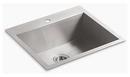 KOHLER Stainless Steel 25 x 22 in. Single Bowl Dual Mount Kitchen Sink in Stainless Steel 