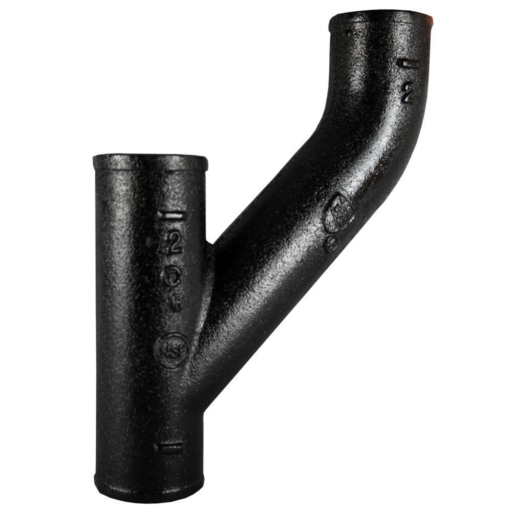 Black No Hub Cast Iron Upright Wye 