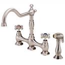 Gerber Plumbing Stainless Steel 2.2 gpm Double Cross Handle Deckmount Kitchen Sink Faucet High Arc Spout 1/2 in. NPSM Connection 