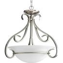 3 Light 75W Semi-Flushed with Tea Stained Bell-Shaped Glass Bowl Fixture Brushed Nickel