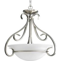 3 Light 75W Semi-Flushed with Tea Stained Bell-Shaped Glass Bowl Fixture Brushed Nickel