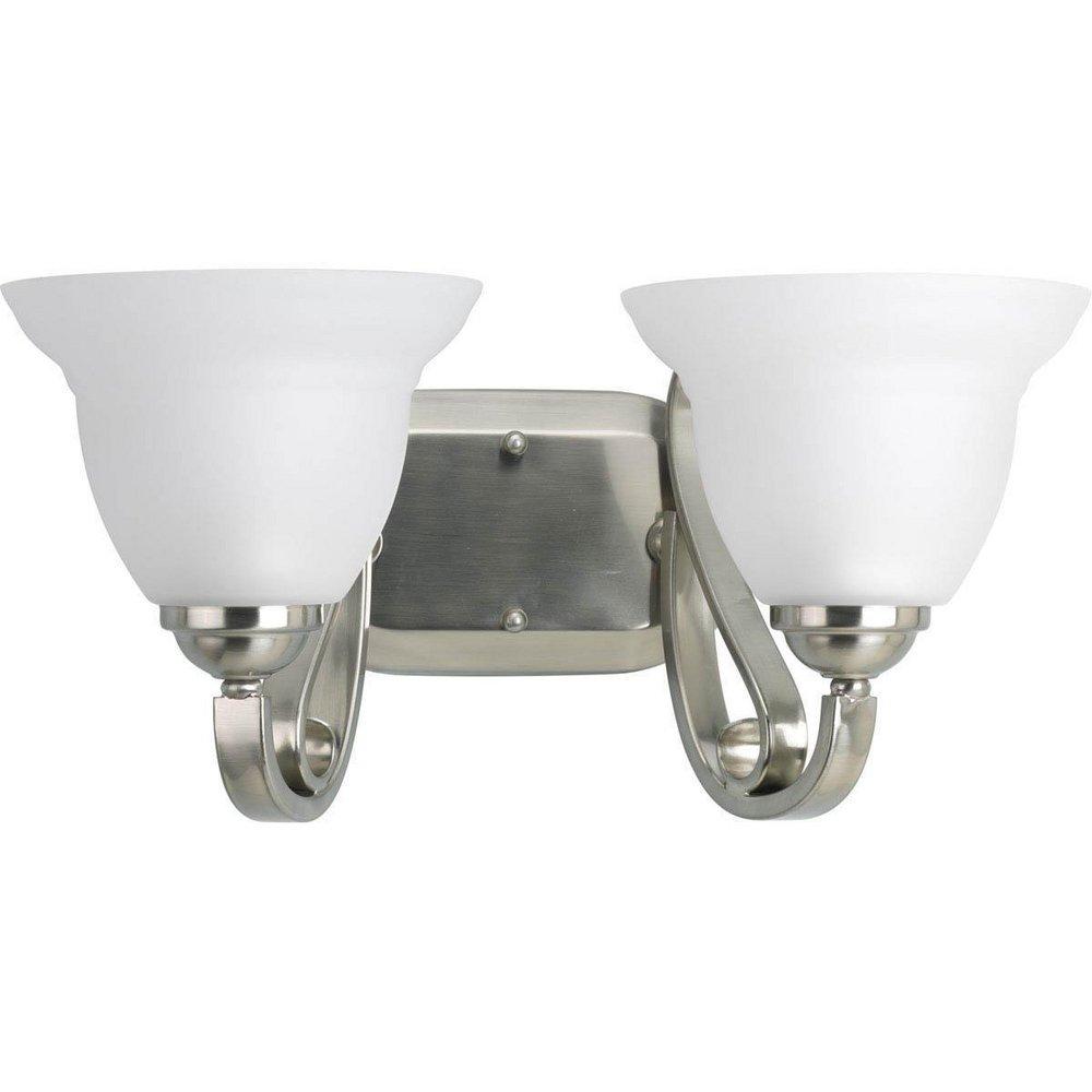 Progress Lighting Brushed Nickel 2-Light Bath with Test Etchings Glass 
