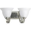 Progress Lighting Brushed Nickel 2-Light Bath with Test Etchings Glass 