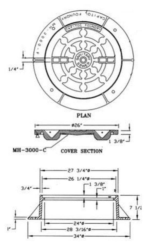 Capitol Foundry of Virginia Ring & Cover Standard Sanitary Sewer 