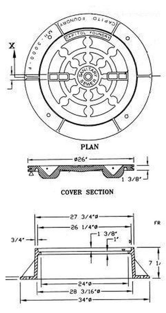 Capitol Foundry of Virginia Ring & Cover Watertight SAN Sewer 