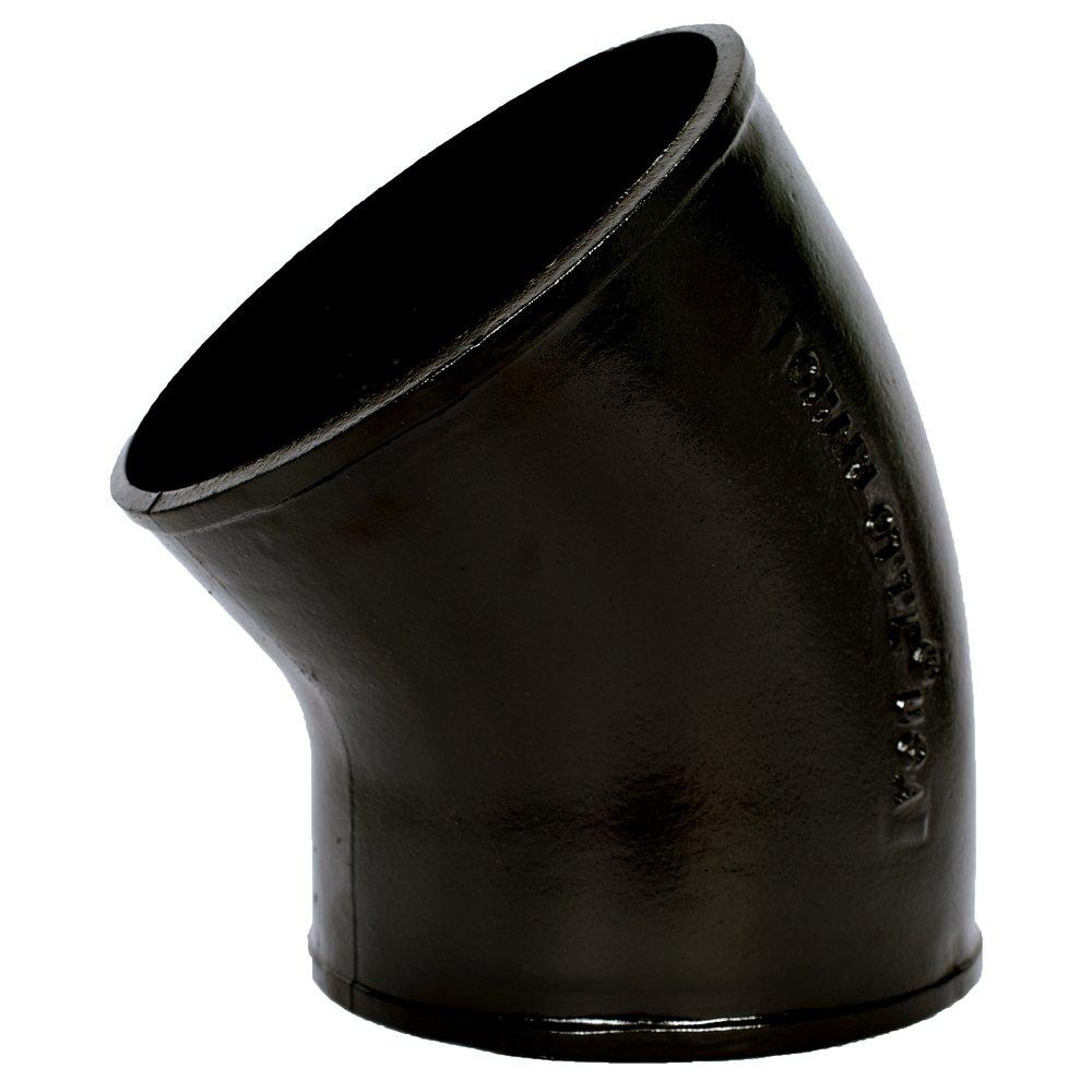 Black No Hub 45 Degree Cast Iron 1/8 Bend 