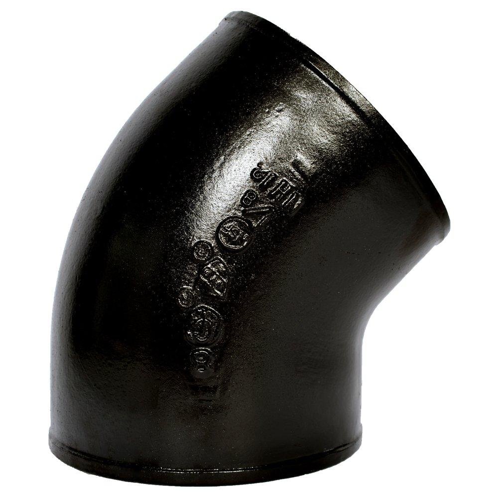 Black No Hub 45 Degree Cast Iron 1/8 Bend 