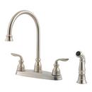 2.2 gpm Double Lever Handle Kitchen Sink Faucet High Arc Spout in Stainless Steel