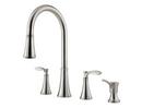 2.2 gpm Double Lever Handle Deckmount Kitchen Sink Faucet 360 Degree Swivel High Arc Pull-Down Spout in Stainless Steel