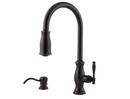 2.2 gpm Single Lever Handle Deckmount Kitchen Sink Faucet 360 Degree Swivel High Arc Pull-Down Spout in Tuscan Bronze