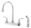 2.2 gpm Double Lever Handle Kitchen Sink Faucet High Arc Spout in Polished Chrome