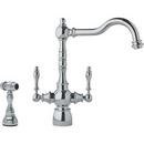 1-Hole Kitchen Faucet with Double Lever Handle and Sidespray in Satin Nickel