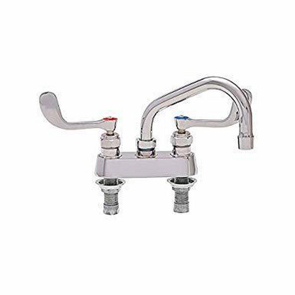 Fisher Stainless Steel 4 in. 2.2 gpm Deck Mount Faucet with 12 in. Gooseneck Spout and Lever Handle 