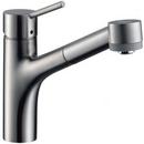 2.2 gpm Single Lever Handle Deckmount Kitchen Sink Faucet Swivel Pull-Out Spout 3/8 in. Compression Connection in Steel Optik