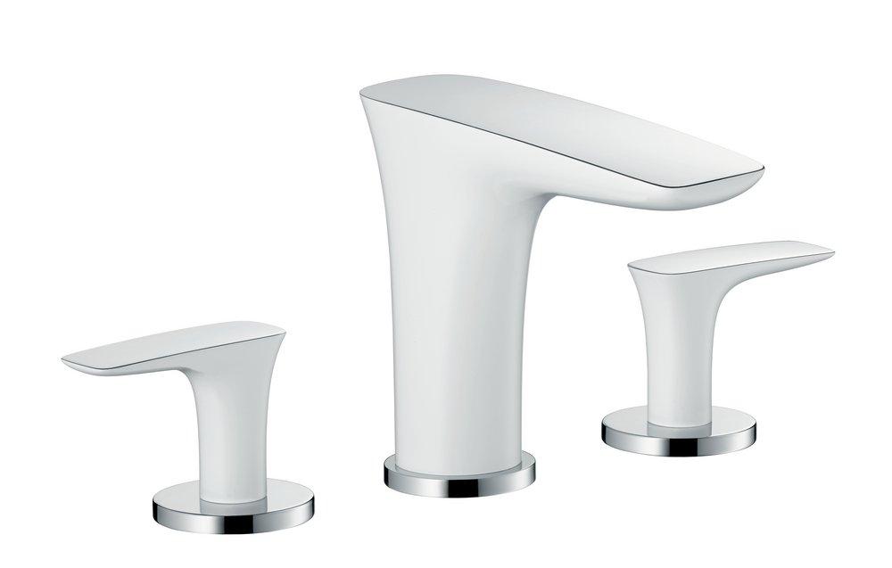 Hansgrohe Polished Chrome/White Two Handle Widespread Bathroom Sink Faucet 