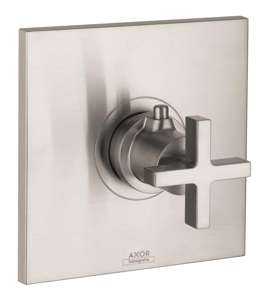 AXOR Brushed Nickel Thermostatic Trim with Single Cross Handle 