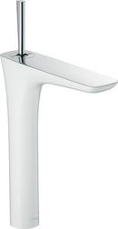 Single Handle Bathroom Sink Faucet in Polished Chrome with White