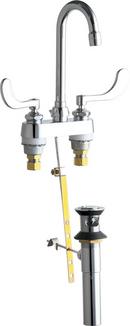 Chicago Faucets Polished Chrome Two Handle Widespread Bathroom Sink Faucet 