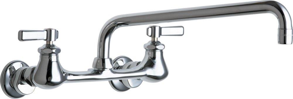 Chicago Faucets Polished Chrome Two Handle Lever Wall Mount Service Faucet 