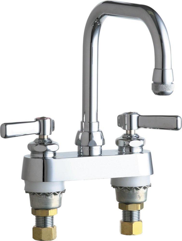Chicago Faucets Polished Chrome Two Handle Lever Deck Mount Service Faucet 