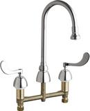 Chicago Faucets Polished Chrome Two Wristblade Handle Deck Mount Service Faucet 