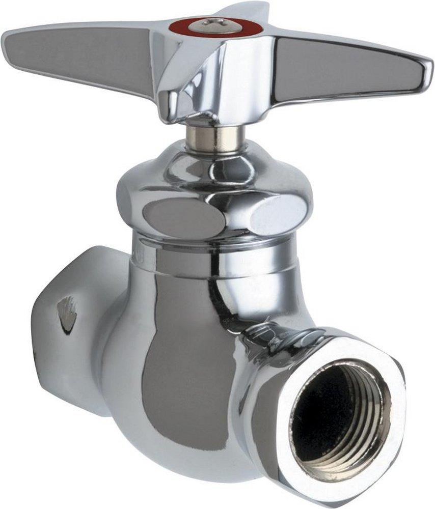 Chicago Faucets Polished Chrome FNPT Cross Handle Straight Supply Stop Valve in Polished Chrome 