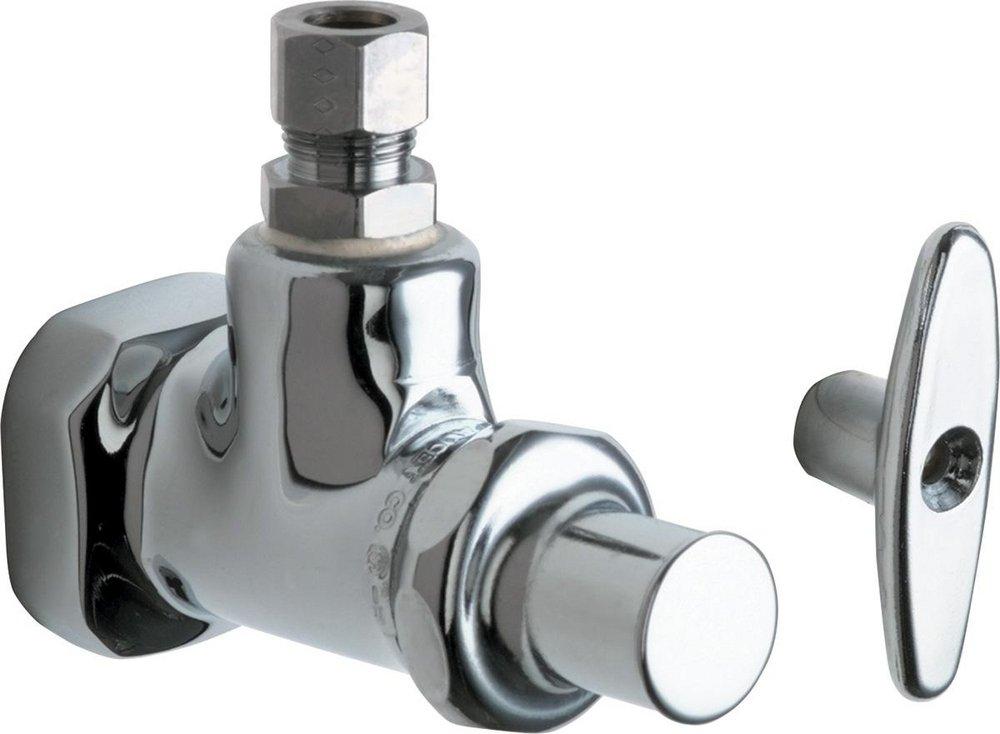 Chicago Faucets Polished Chrome FNPT x OD Compression T-handle Angle Supply Stop Valve in Polished Chrome 