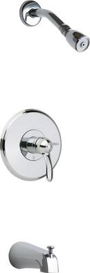 Chicago Faucets Polished Chrome Tub and Shower Trim Kit with Lever Handle Ball Joint Showerhead and Diverter Tub Spout 