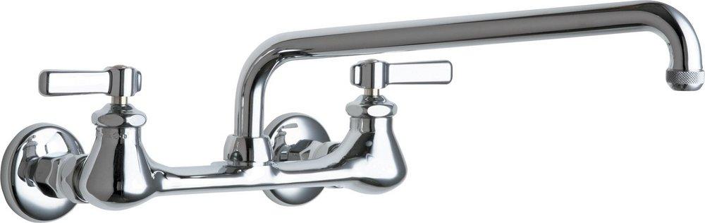 Chicago Faucets Polished Chrome Two Handle Lever Wall Mount Service Faucet 