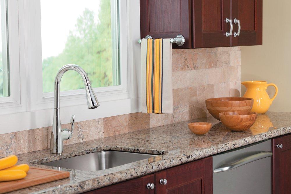 Moen Polished Chrome Single Handle Pull Down Kitchen Faucet with Power Boost and Relfex Technology 