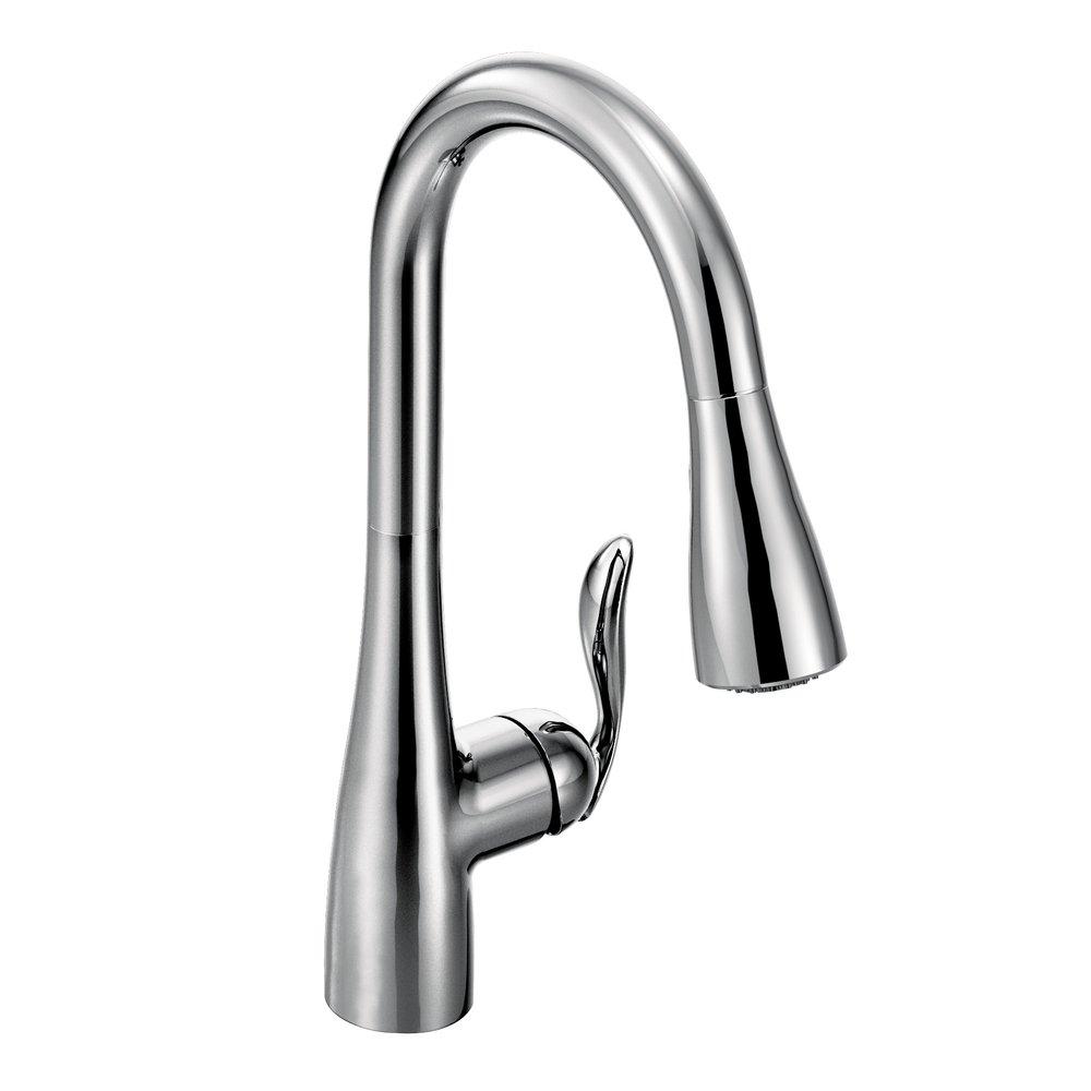 Moen Polished Chrome Single Handle Pull Down Kitchen Faucet with Power Boost and Relfex Technology 