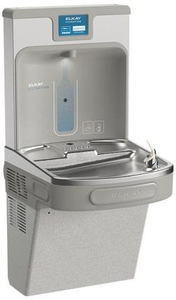 Filtered Refrigerated Bottle Filling Station with Single Water Cooler in Light Gray Granite