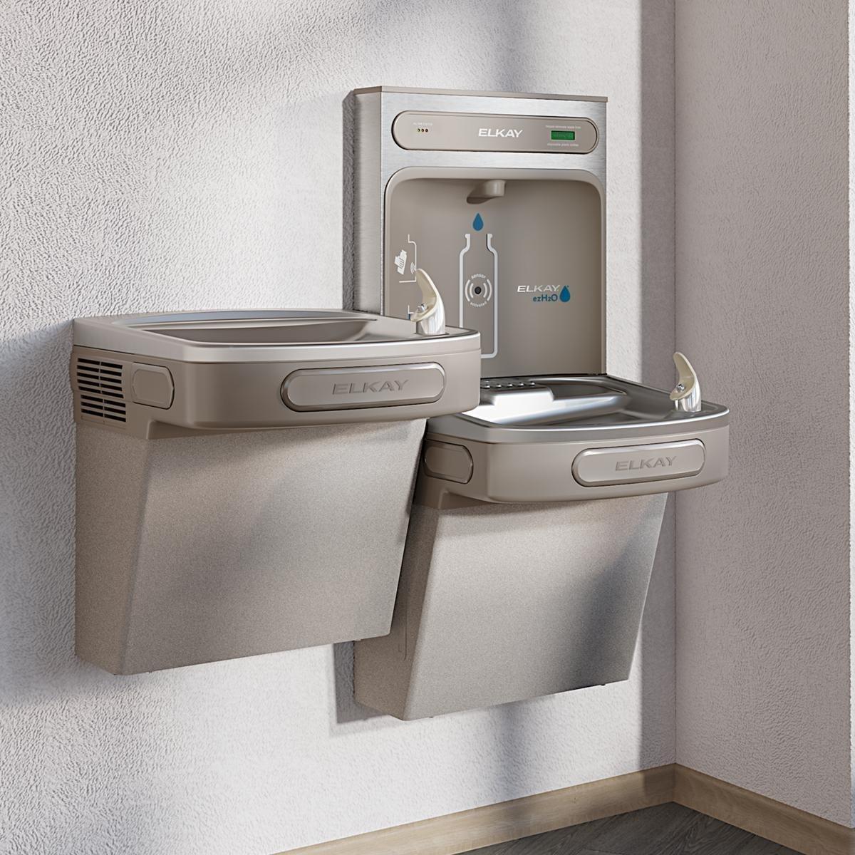 Elkay Light Grey Granite Galvanized Steel, Plastic, Rubber and Stainless Steel Indoor Bottle Filling Station 