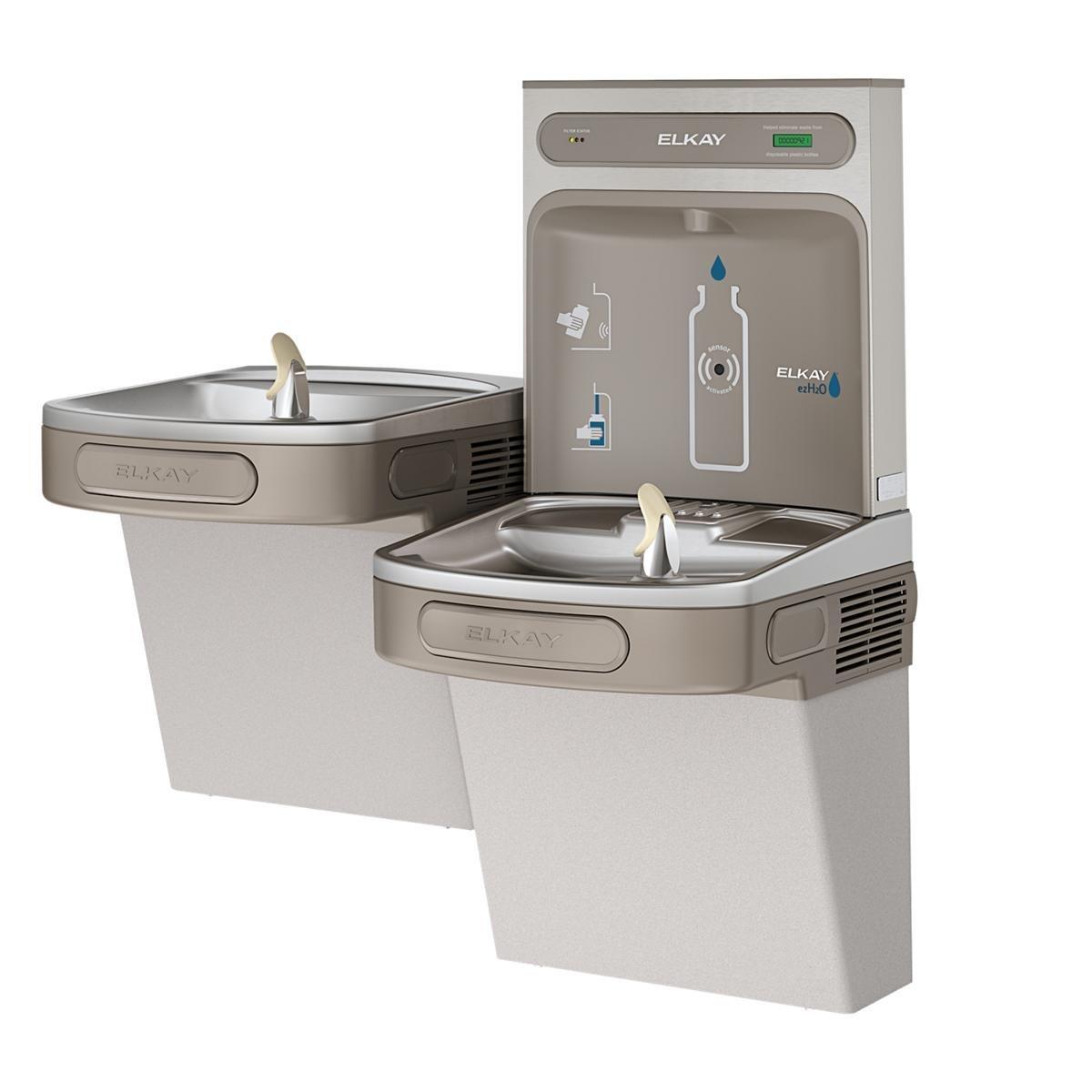 Elkay Light Grey Granite Galvanized Steel, Plastic, Rubber and Stainless Steel Indoor Bottle Filling Station 
