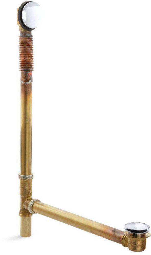 KOHLER Polished Chrome 27-3/8 in. Brass Toe-Tap Drain 
