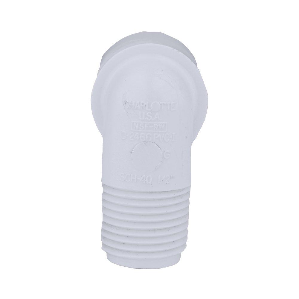 White PVC Schedule 40 90° Socket x MPT Elbow 
