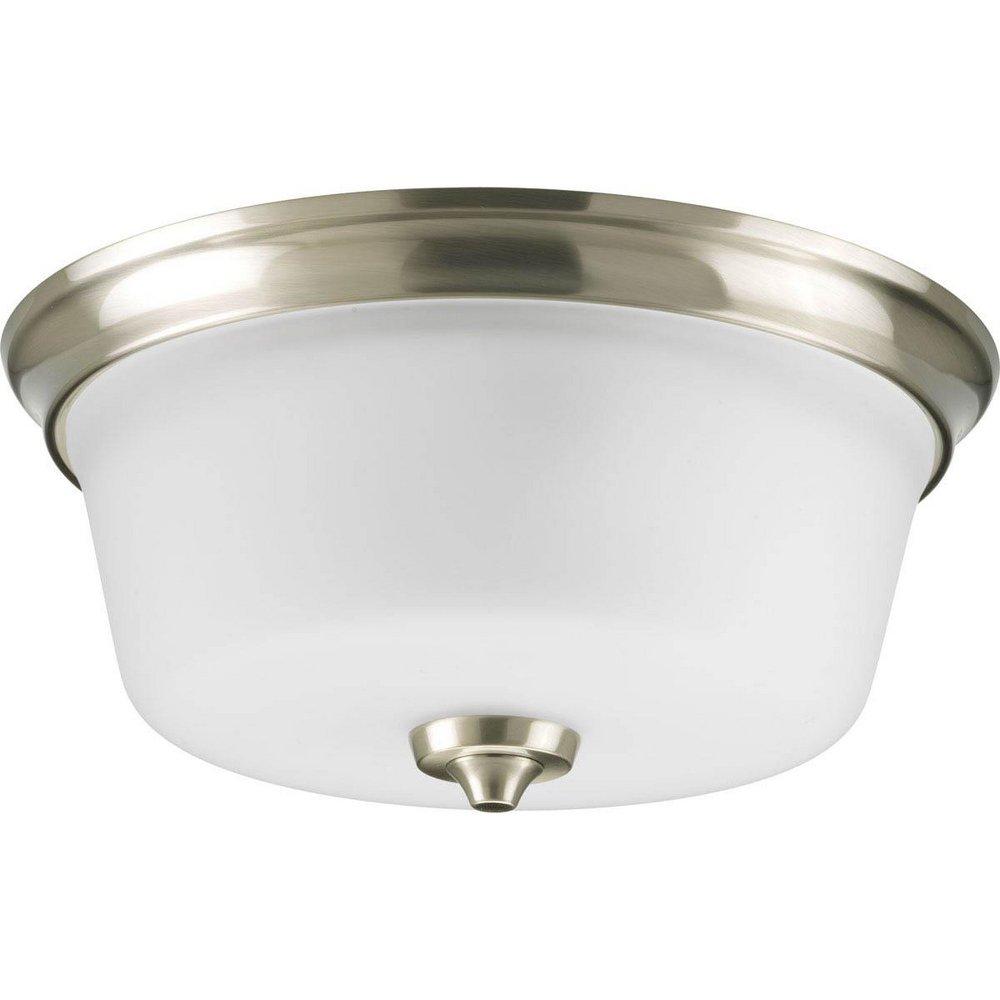 Progress Lighting Brushed Nickel 100W 2-Light 120V Medium Flushmount Ceiling Fixture 