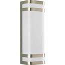 4 in. 18W 2-Light Outdoor Wall Sconce with White Acrylic Glass in Brushed Nickel