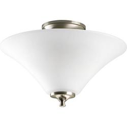 100W 2-Light Semi-Flush Mount Ceiling Fixture with Medium E-26 Base in Brushed Nickel