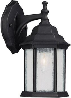 12 in. 100W 1-Light Outdoor Wall Lantern in Black