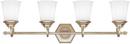 10 in. 100W 4-Light Vanity Fixture in Winter Gold with Soft White Glass Shade