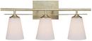 10 in. 100W 3-Light Vanity Fixture in Winter Gold with Soft White Glass Shade