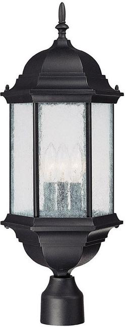 24 x 9-1/2 in. 3-Light Post Lantern in Black