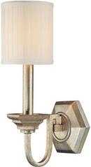 1-Light Wall Sconce in Winter Gold with Box Pleated Stay Straight Glass Shade