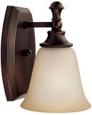 1-Light Wall Sconce in Burnished Bronze with Mist Scavo Glass Shade